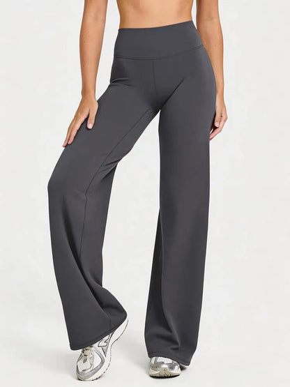 Mid Waist Yoga Straight Leg Pants Soft Wide LegTrousers Naked Feel Fitness Compression Leggings Pilates Running Sports Trousers