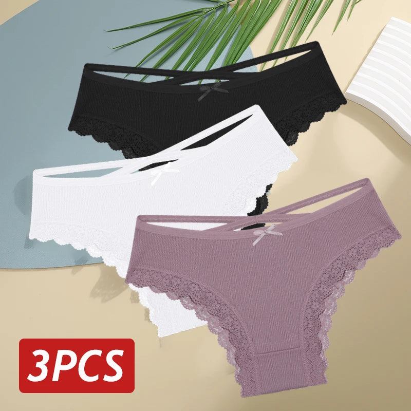 Lace Brazilian Panties Women Low Rise Cotton Underwear