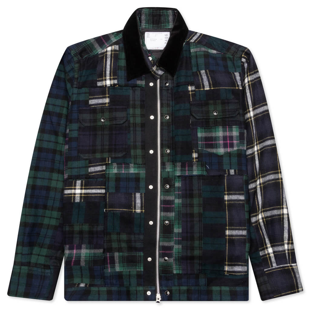 Hank Willis Thomas / Flannel Plaid Mix Blouson - Navy/Green