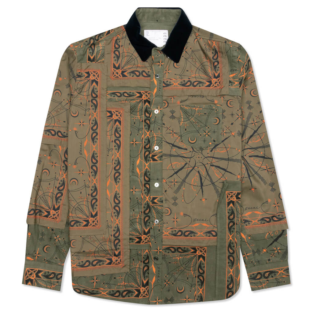 Sacai x Dr. Woo L/S Bandana Print Shirt - Khaki