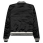Satin Cropped Varsity Jacket - Black