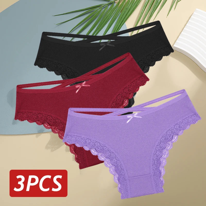 Lace Brazilian Panties Women Low Rise Cotton Underwear