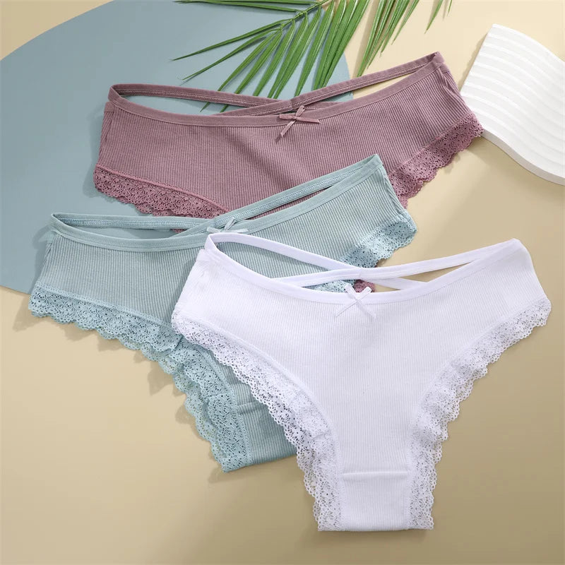 Lace Brazilian Panties Women Low Rise Cotton Underwear