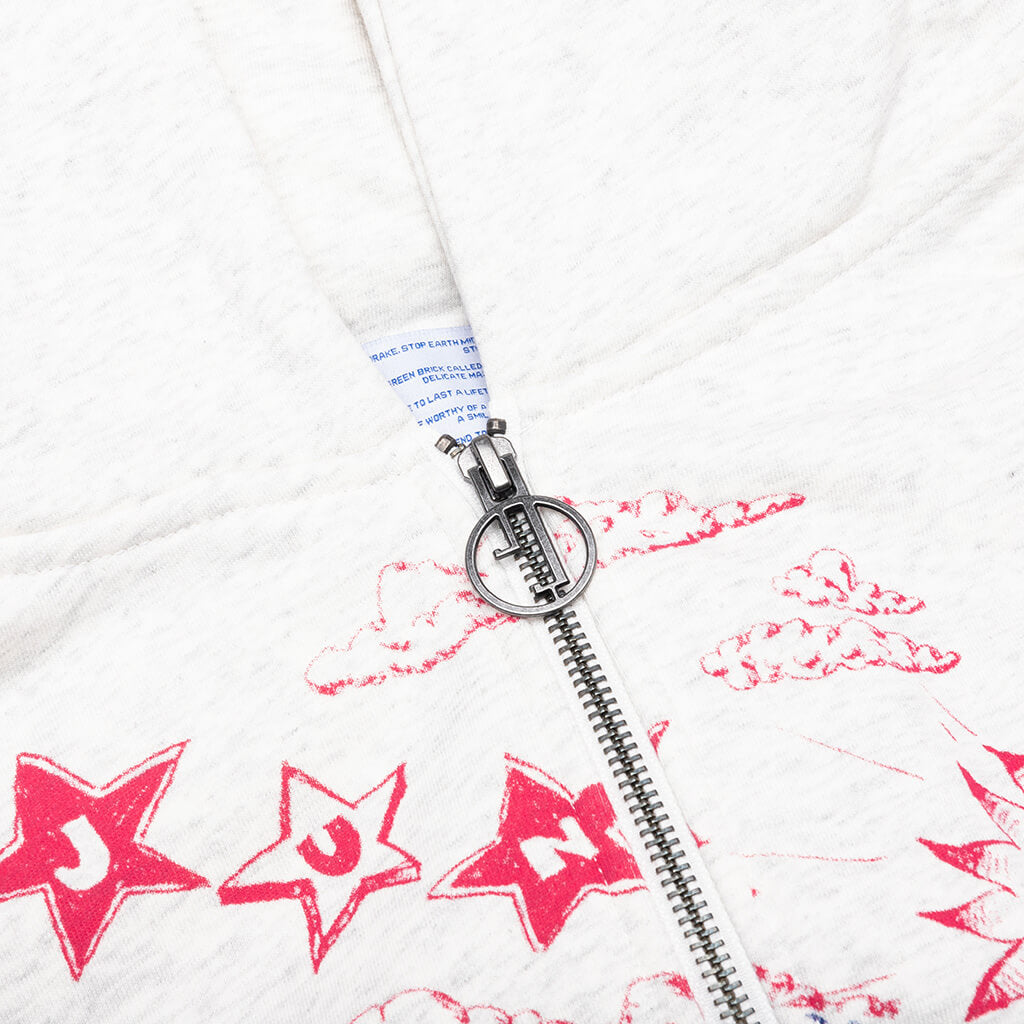 Scribbles Zip Hoodie - Grey