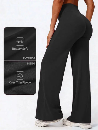 Mid Waist Yoga Straight Leg Pants Soft Wide LegTrousers Naked Feel Fitness Compression Leggings Pilates Running Sports Trousers