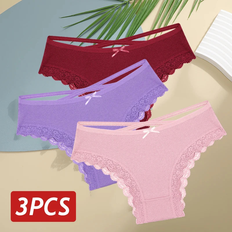 Lace Brazilian Panties Women Low Rise Cotton Underwear