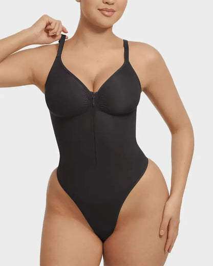 Seamless Bodysuit Shapewear Women Zip Front Tummy Control