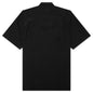 Curved Hem Nylon Short Sleeve Shirt - Black
