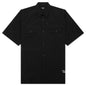 Curved Hem Nylon Short Sleeve Shirt - Black