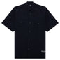 Curved Hem Nylon Short Sleeve Shirt - Navy/White