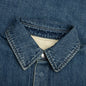 Washed and Bleached Raw Denim Shirt - Blue
