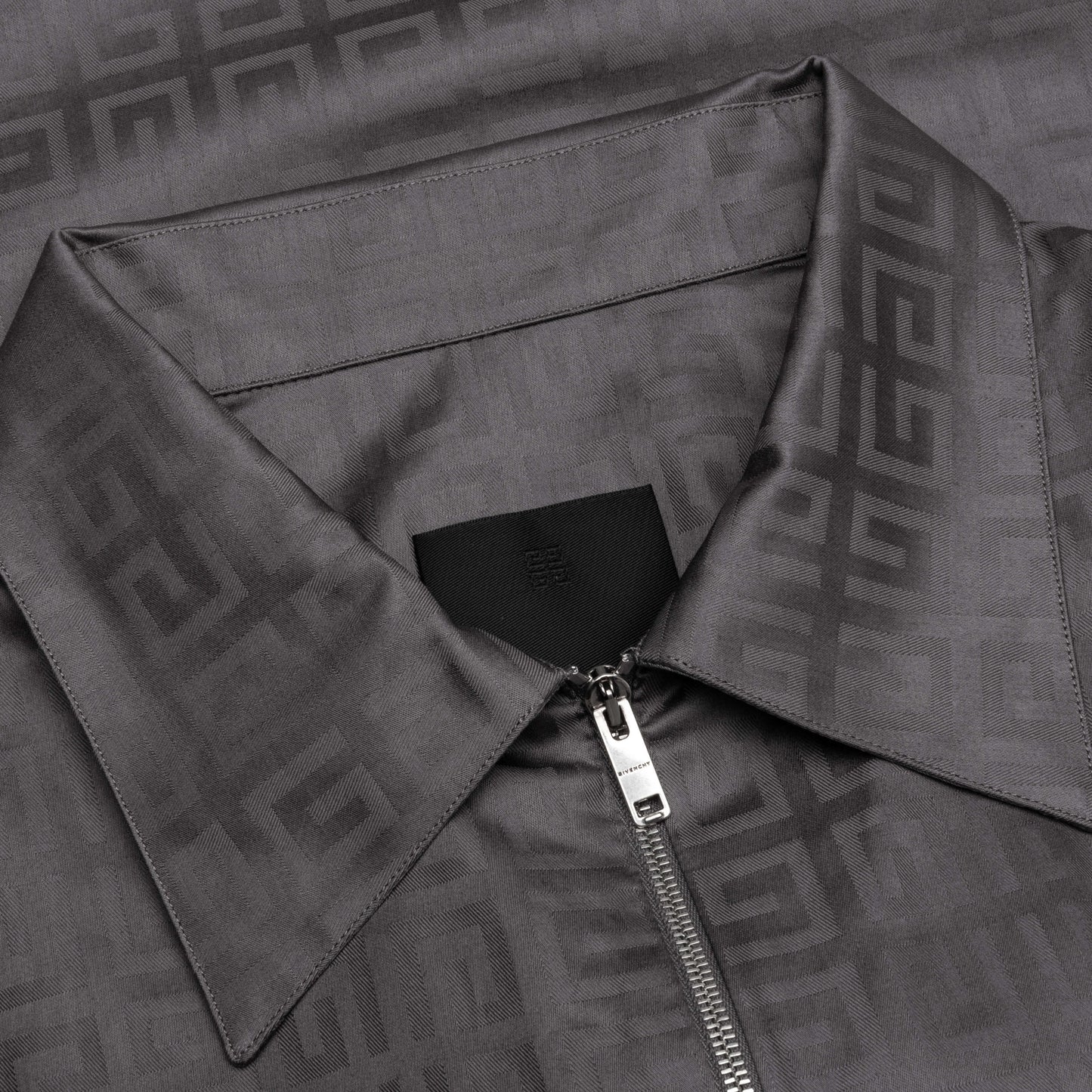 Short Sleeves Boxy Fit Zipped Shirt - Titanium