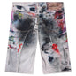 Denim Shorts - White/Multi