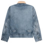 Denim Jacket with Corduroy Collar - Light Blue