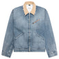 Denim Jacket with Corduroy Collar - Light Blue