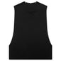 Star Print Sleeveless Big Armhole T-Shirt - Black