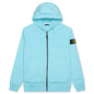 Cotton Hooded Full Zip Sweatshirt - Aqua