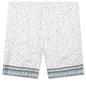 Printed Seersucker Cotton Bermuda Shorts - Cream/Green