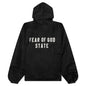 Textured Nylon Hooded Coaches Jacket - Black