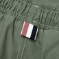 Contrast White Stitching Track Shorts - Dark Green
