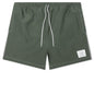 Contrast White Stitching Track Shorts - Dark Green