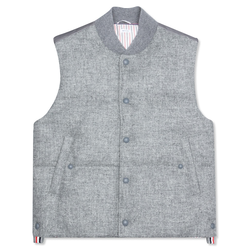Downfilled Snap Front Vest - Light Grey
