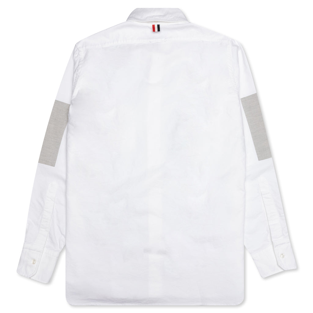 Elbow Patch Straight Fit Button Down L/S Shirt - White