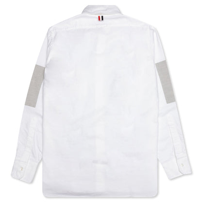 Elbow Patch Straight Fit Button Down L/S Shirt - White