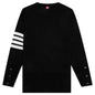 Elongated 4-Bar Fine Merino Wool Pullover - Black