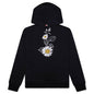Relaxed Fit Hoodie Pullover w/ Broderie Anglaise Flower - Navy