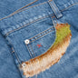 Blue Organic Denim With Mohair Patches - Iris Blue