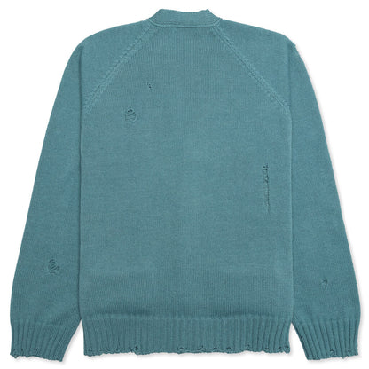 Grunge Knit Cardigan - Grey Green