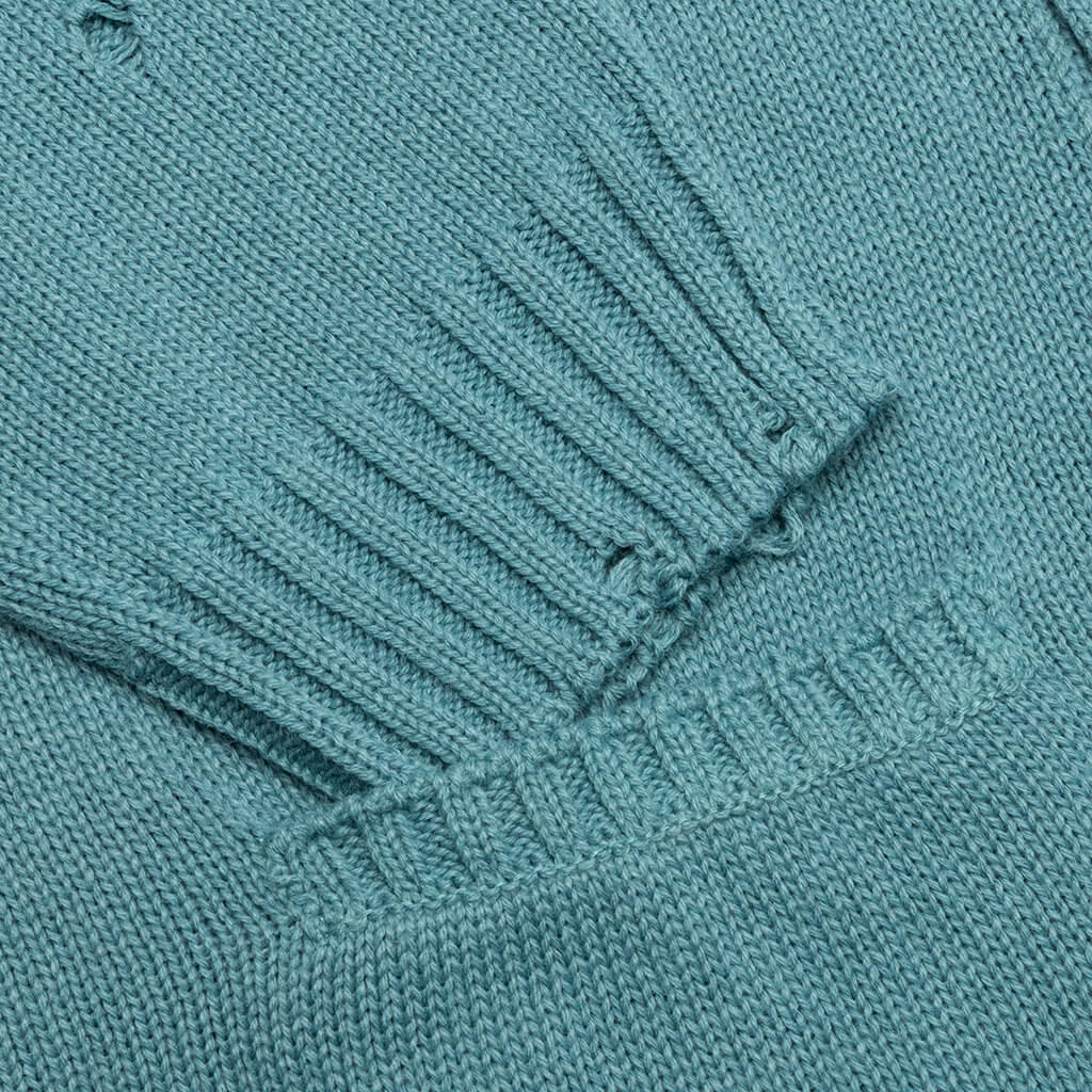 Grunge Knit Cardigan - Grey Green