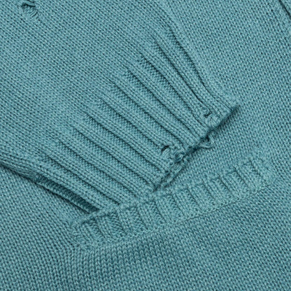 Grunge Knit Cardigan - Grey Green