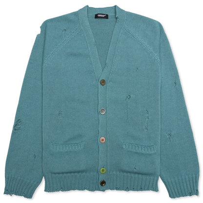 Grunge Knit Cardigan - Grey Green