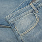 Unpicked Hem Straight Fit Pant - Medium Blue