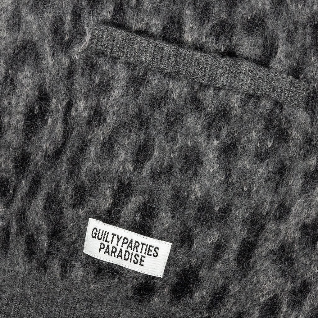 Leopard Mohair Cardigan - Grey