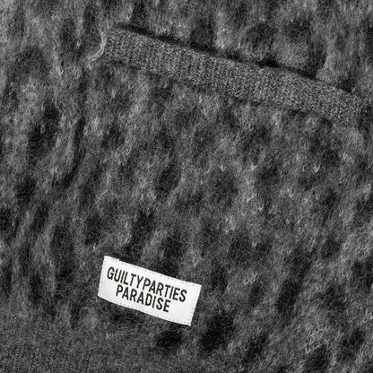 Leopard Mohair Cardigan - Grey