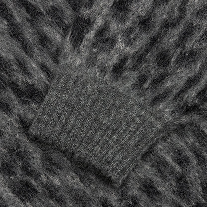 Leopard Mohair Cardigan - Grey