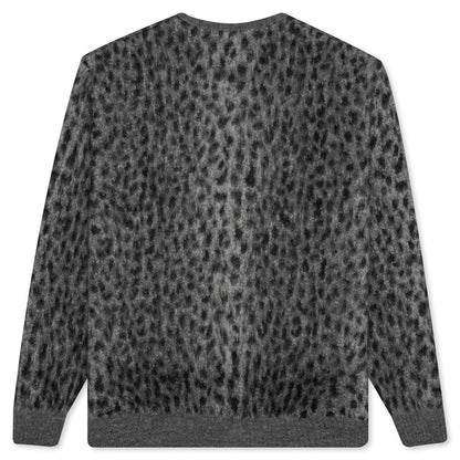 Leopard Mohair Cardigan - Grey
