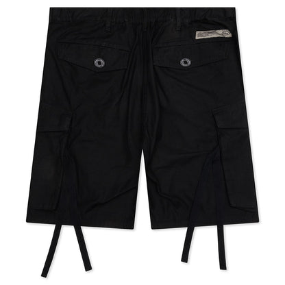Wide Cargo Shorts Pants - Black