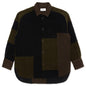 Woven Fleece Patchwork Shirt - Dark Green