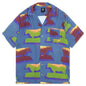 Cow Print S/S Button Down - Multi