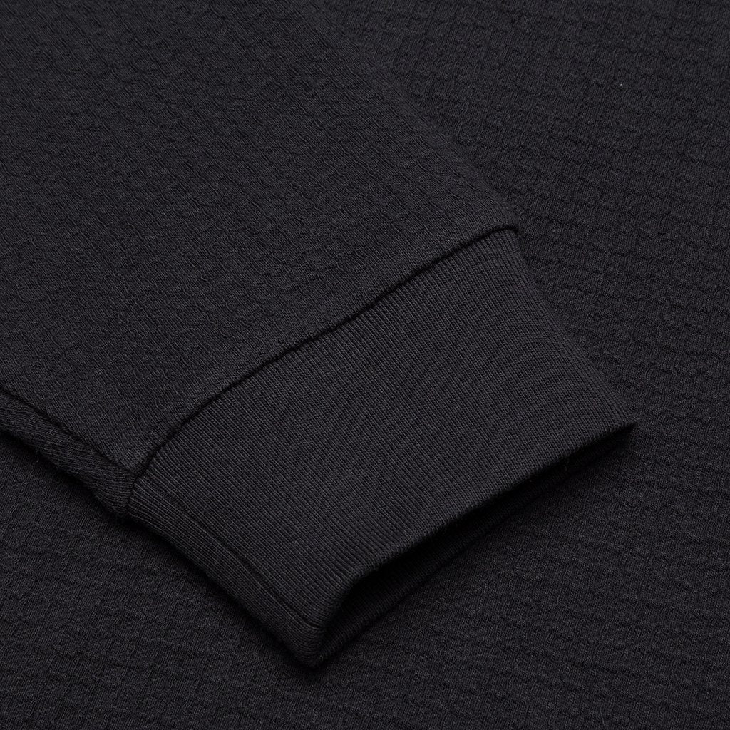 Waffle Knit Mock Neck L/S Shirt - Black