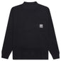 Waffle Knit Mock Neck L/S Shirt - Black