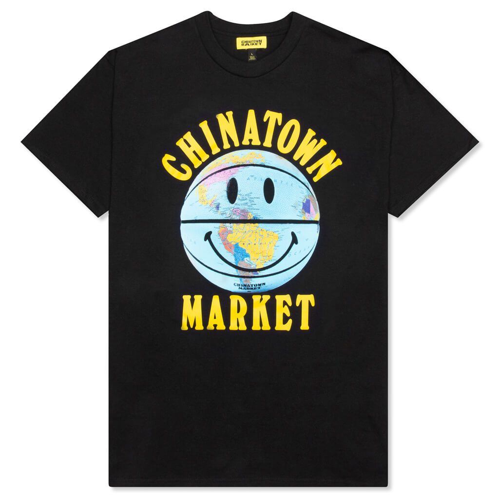 Chinatown Smiley Globe Ball T-Shirt - Black
