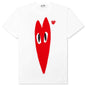 Women's Red Emblem Long Heart T-Shirt - White