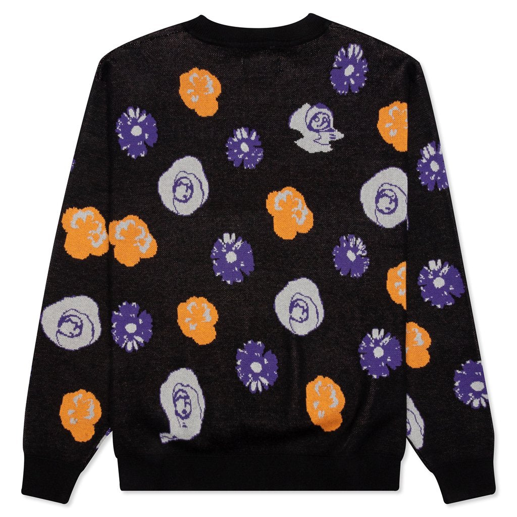 Botanical Knitted Sweater - Black