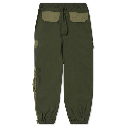 Paneled Nylon Cargo Pants - Olive