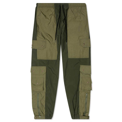 Paneled Nylon Cargo Pants - Olive